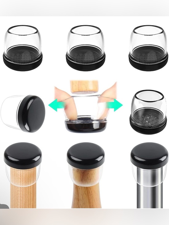 Other - Clear Silicone Chair Leg Protector Sliders with Black Caps (24 Pc) - NWTO